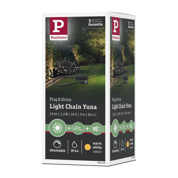 Extérieur plug & shine lichterkette yuna 5m 3000k ip44 - Paulmann - 94640