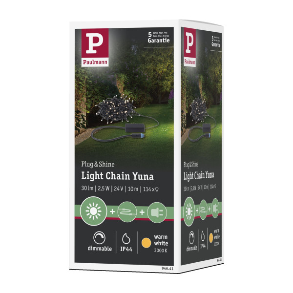 Extérieur plug & shine lichterkette yuna 10m 3000k ip44 - Paulmann - 94641