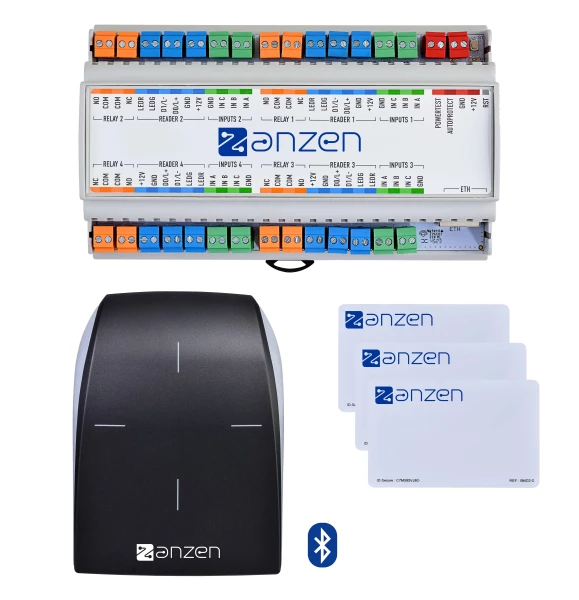 Pack contrôle d'accès : 1 centrale 4 portes, 1 lecteur bluetooth osdp + 3 badges - Aiphone - AZPACKBLUE