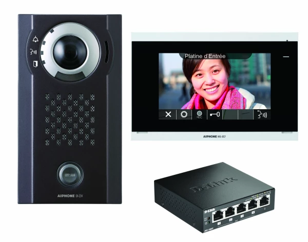 Pack ip saillie, moniteur avec boucle magnétique, programmé & switch poe inclus - Aiphone - PIXSV