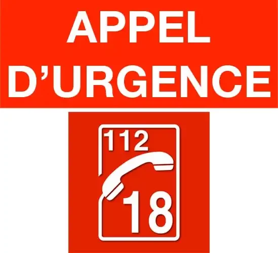 Jeu de 2 stickers (appel d'urgence & 112/18 sur fond rouge) pour ixdvflbpr - Aiphone - STICKER-SDIS