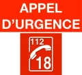 Jeu de 2 stickers (appel d'urgence & 112/18 sur fond rouge) pour ixdvflbpr - Aiphone - STICKER-SDIS