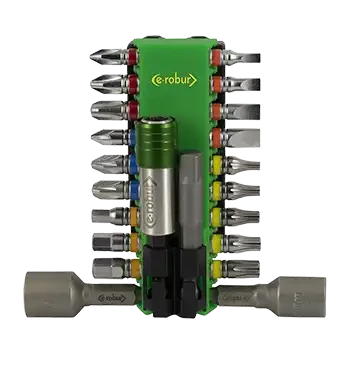 Composition de 18 embouts 25mm assortis, 2 douilles et porte embout - AGI Robur - 084368