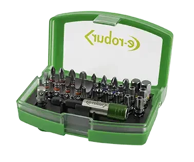 Composition de 30 embouts de 25 mm assortis plats, pz, ph, hex, torx, porte emb. - AGI Robur - 084370