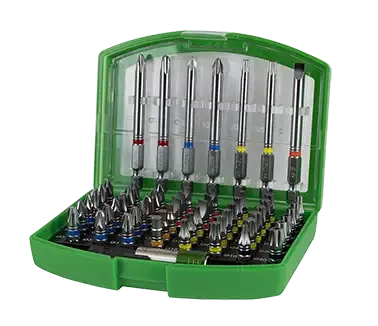 Coffret 48 embouts de 25 mm assortis, 7 embouts de 75mm assortis, porte embouts - AGI Robur - 084375