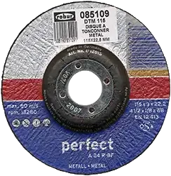 Disque à tronçonner le métal diam 115 mm, alésage 22,2 mm, déporté - AGI Robur - 085109