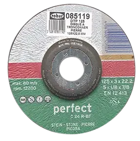 Disque à tronçonner la pierre. 115x3mm, alésage 22.2mm. moyeu déporté. - AGI Robur - 085118