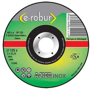 Disque à tronçonner l'inox. 230x1.9mm, alésage 22,2 mm, déporté - AGI Robur - 085153