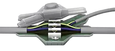 Boite de dérivation et résine polyuréthane à couler avec connecteur 5p. taille 2 - AGI Robur - 233026