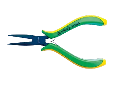 Pince à becs 1/2 ronds coudés long 145mm, entrepassée, manches bimatière. - AGI Robur - 241005