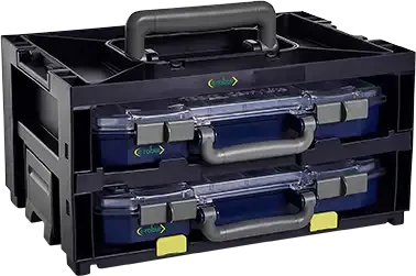 Caisson de transport avec 2 mallettes équipées de séparateurs, 386x278x195mm - AGI Robur - 321152