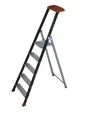 Escabeau aluminium 5 marches, hauteur plateforme 1,88 m, en131 - AGI Robur - 396027