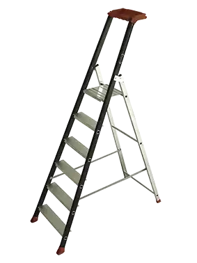 Escabeau aluminium 7 marches, hauteur plateforme 2,38 m, en131 - AGI Robur - 396031