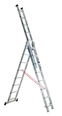 Echelle aluminium trois-plans utilisable en coulisse, hauteur 2,35-5,15m - AGI Robur - 396122
