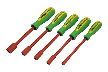 Kit de 5 tournevis douille emmanchée isolés 1000v, 5-7-8-10-13mm - AGI Robur - 412105