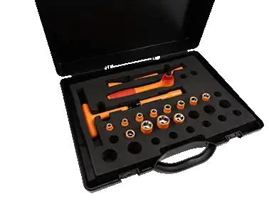 Composition de douilles avec clé à cliquet, isolée 1000v - AGI Robur - 432241