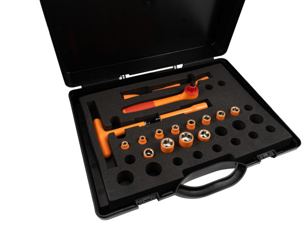 Composition de douilles avec clé à cliquet, isolée 1000v - AGI Robur - 432241