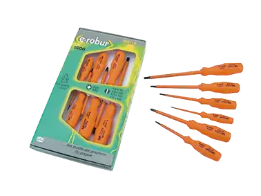 Coffret 6 tournevis isolés 1000v pz1-2, plats 2,5-4-5,5-6,5mm - AGI Robur - 433119