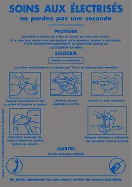 Plaque aluminium ''soins aux électrisés'' 210 x 297 x 0.8 mm  - AGI Robur - 437101