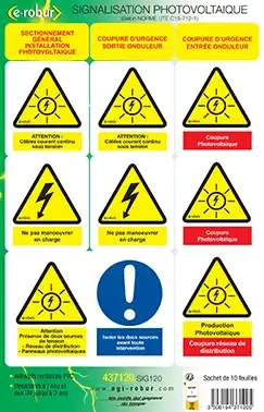 Planches de 11 étiquettes assorties photovoltaïque. sachet de 10 planches. - AGI Robur - 437120