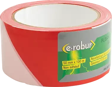 Ruban de délimitation rouge-blanc, largeur 50mm, longueur 100m - AGI Robur - 437134