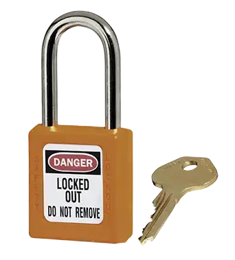 Cadenas de consignation orange, anse acier 4 mm et corps résine, une clé - AGI Robur - 437214