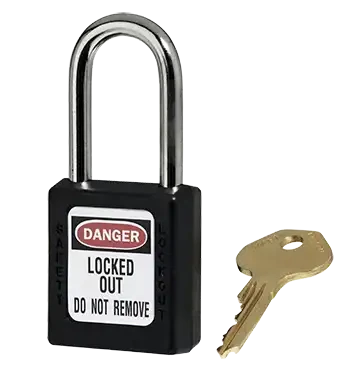 Cadenas de consignation noir, anse acier 4 mm et corps résine, une clé - AGI Robur - 437216