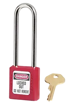 Cadenas de consignation rouge, anse acier 4 mmx76 mm, corps résine, clé unique - AGI Robur - 437221