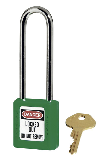 Cadenas de consignation vert, anse acier 4 mm , long. 76 mm, corps résine - AGI Robur - 437222
