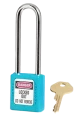 Cadenas de consignation turquoise, anse acier 4 mm , long. 76 mm, corps résine - AGI Robur - 437228
