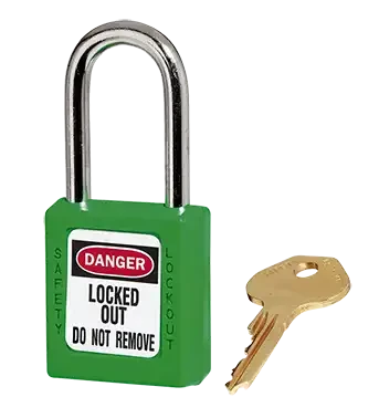 Cadenas de consignation vert, anse acier 4 mm et corps résine, clé n°10 - AGI Robur - 437252