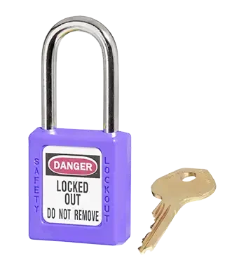 Cadenas de consignation violet, anse acier 4 mm et corps résine, une clé - AGI Robur - 437257