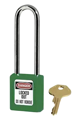 Cadenas de consignation vert, anse acier 4 mm , long. 76 mm, corps résine - AGI Robur - 437262