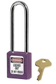 Cadenas de consignation violet, anse acier 4 mm , long. 76 mm, corps résine - AGI Robur - 437267