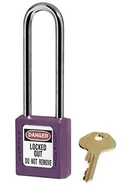 Cadenas de consignation violet anse acier longue diam. 4.7mm. clé unique - AGI Robur - 437476