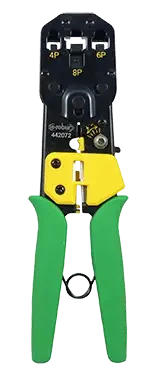 Pince à sertir à cliquet connecteurs rj 45-12-11, coupe, dénude, sertit - AGI Robur - 442072