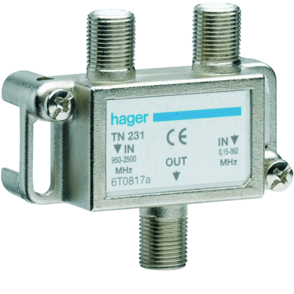 Coupleur tv hertzien/satellite - Hager - TN231