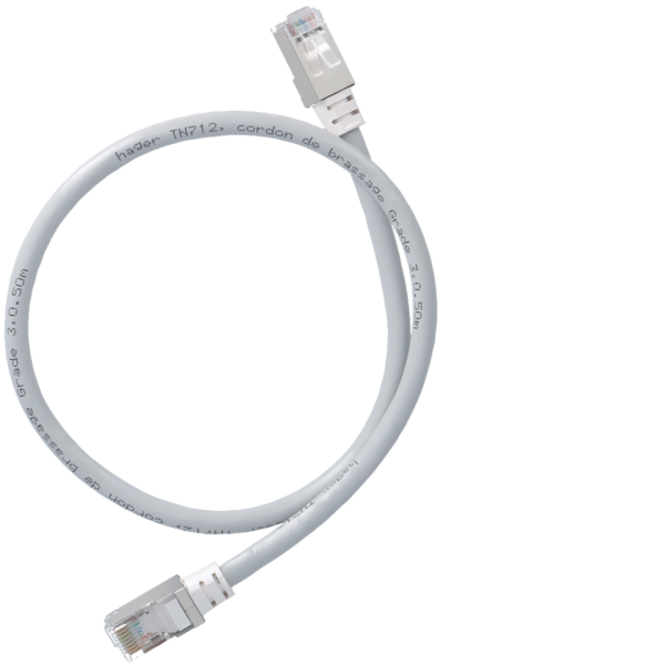 Cordon de brassage rj45/rj45 grade 3 longueur 0.50m - Hager - TN712