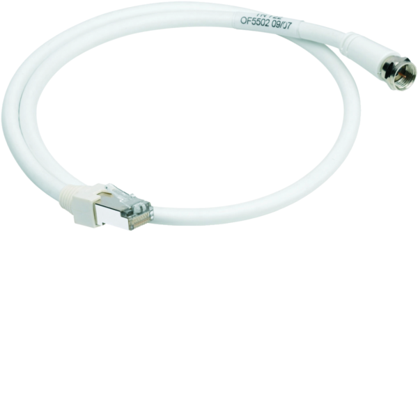 Cordon de brassage tv rj45/fiche "f" longueur 0.60m - Hager - TN722