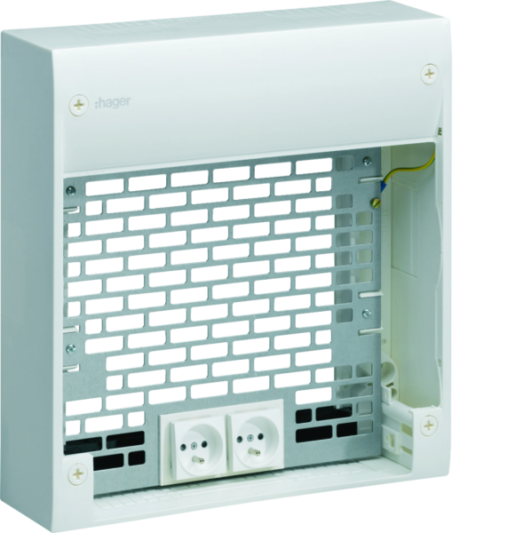 Coffret d'extension multimédia + 2 prises + 2 cordons brassage, grade 3, 1m - Hager - TN903