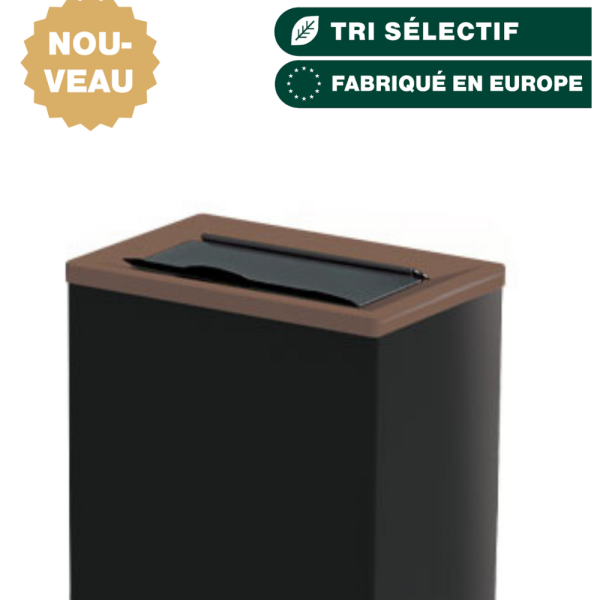 Couvercle marron à clapet pour collecteur métal de tri 40l - JVD - 8992297-LID-BRN
