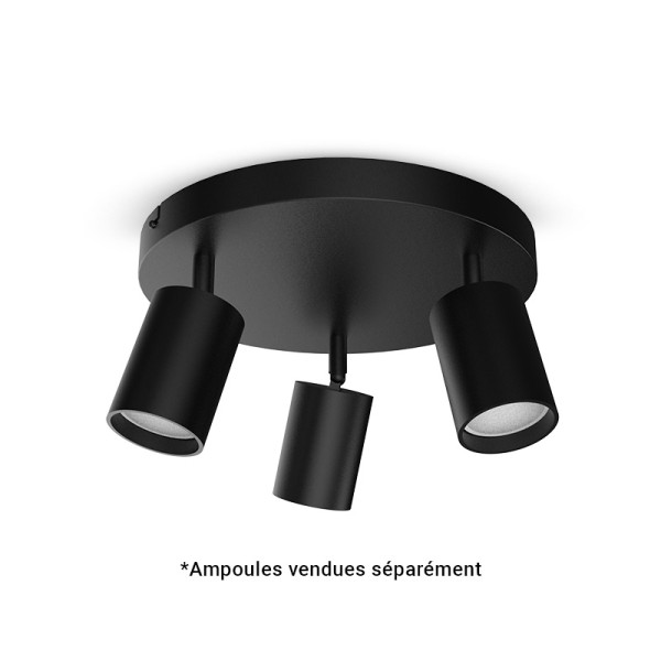 Jasmin applique int pour 3xgu10 ip20 noir - Miidex - 101074