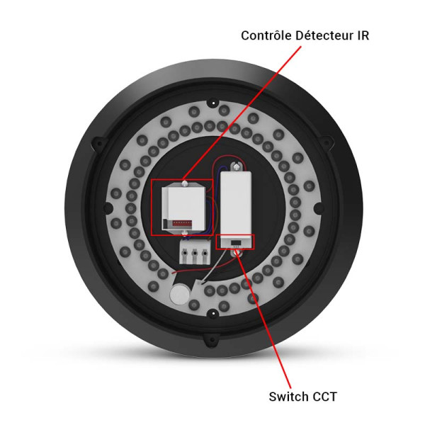 Rondo cct ii 15w 3000/4000/6000k noir ip65 + detecteur ir 5ans - Miidex - 101094