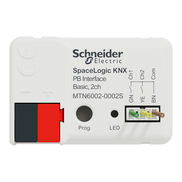 Spacelogic knx interface bouton poussoir basic, 2 canaux, secure - Schneider Electric - MTN6002-0002S