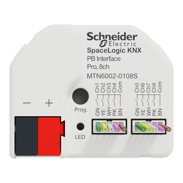 Spacelogic knx interface bouton poussoir pro, 8 canaux, secure - Schneider Electric - MTN6002-0108S