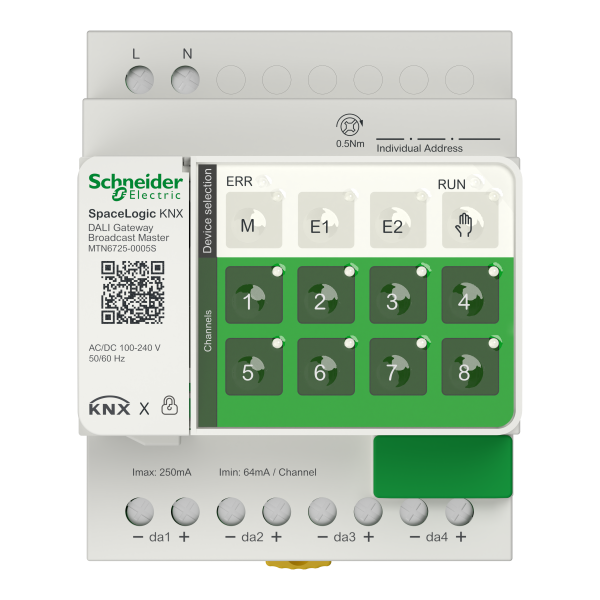 Spacelogic knx - dali broadcast master 4 channels/32, secure - Schneider Electric - MTN6725-0005S