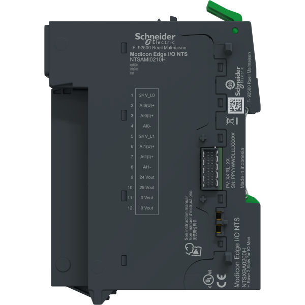 Edge i/o nts module +base entrée ana 2 voies isolées,cour/tens, 2/3/4fils-durcie - Schneider Electric - NTSAMI0210HK