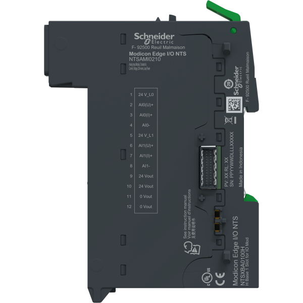 Edge i/o nts module+base entrée ana 2 voies isolées, courant/tension, 2/3/4fils - Schneider Electric - NTSAMI0210K