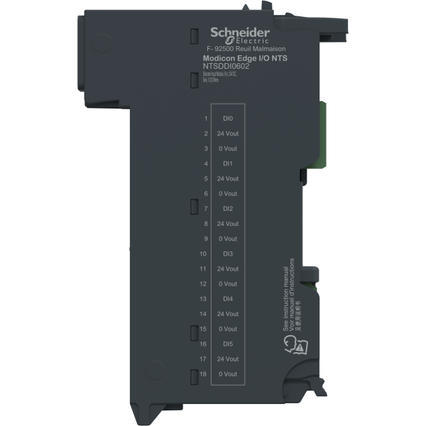Edge i/o nts module seul entrée tor 6 voies,24vdc, sink, 1/2/3fils - Schneider Electric - NTSDDI0602