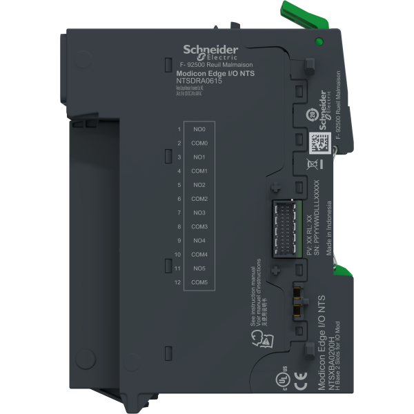 Edge i/o nts module+base sortie relais 6 voies, no, 5 à 125vdc, 24 à 240vac, 2a - Schneider Electric - NTSDRA0615K